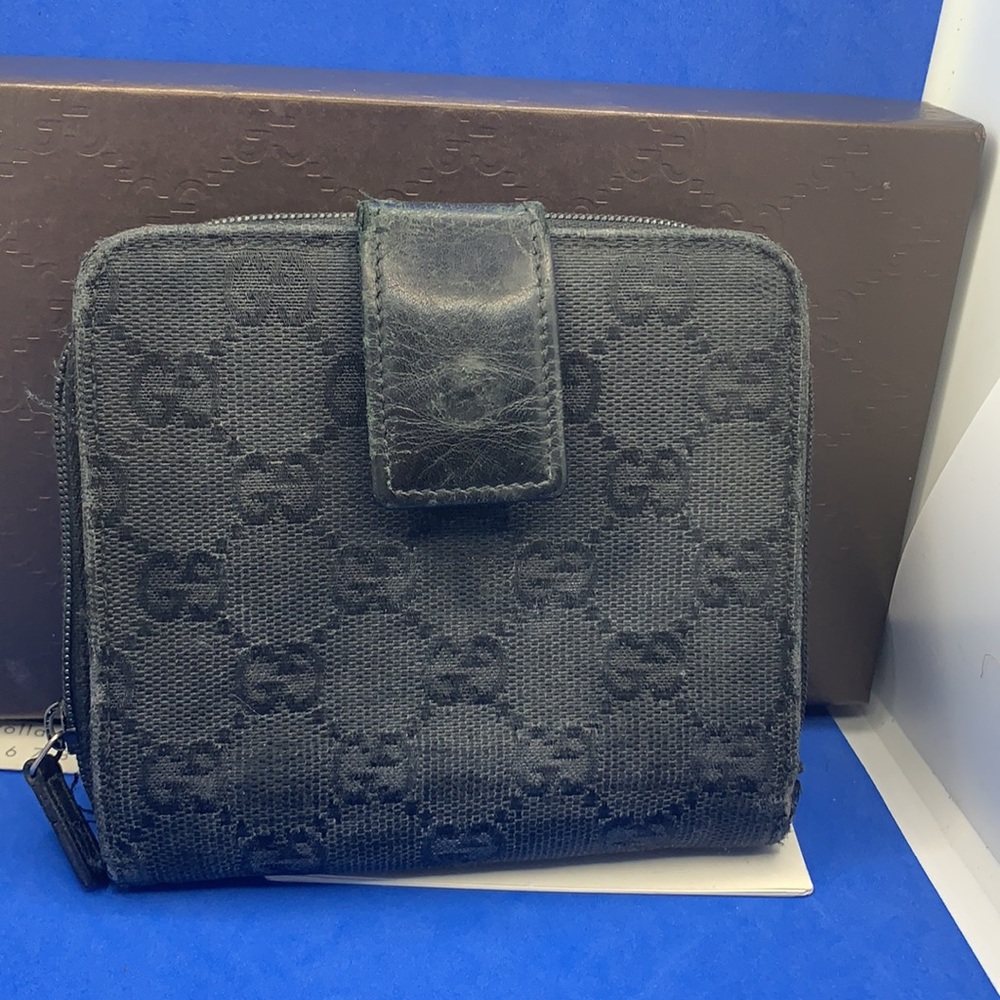 Vintage Gucci leather & canvas zippered wallet‎ - Picture 2 of 9